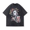 Hip Hop Gangster Washed Half-Sleeved T-Shirt Men'S European And American High Street Vintage Retro Loose Short-Sleeved Tee