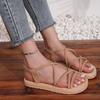 Summer women's cross belt hemp rope beach thick soled sandals