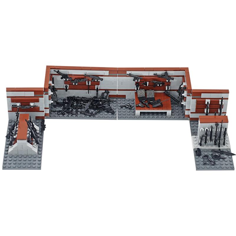 Militärische verwandelbare Waffenkammer Bausteine Spielzeug MOC Waffenkammer Blöcke Waffen Waffen Zubehör Konstruktionsspielzeug für Jungen Geschenke