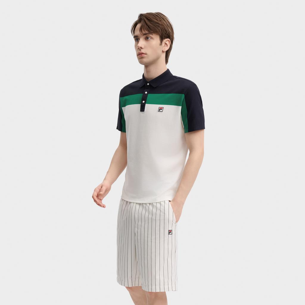 FILA Polo Shirts Men's Sulfurization Green Polo Collar Moderate Straight Fit F11M437105FDG