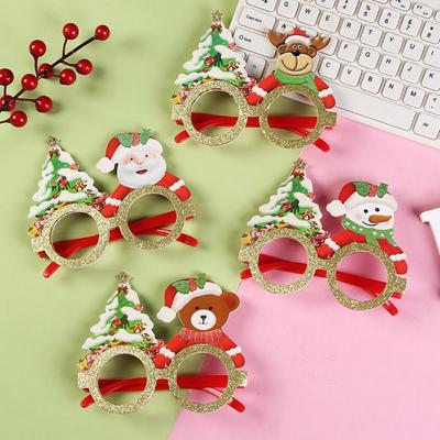 Portable Santa Claus Christmas Glasses Xmas Tree Elk Sunglasses Funny Cartoon Christmas Eye Frame Kids
