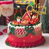 Christmas Cake Topper with Craft Christmas Tree Mini Santa Sleigh Reindeer, Snowman Cake Decoration and Xmas Party Ornaments