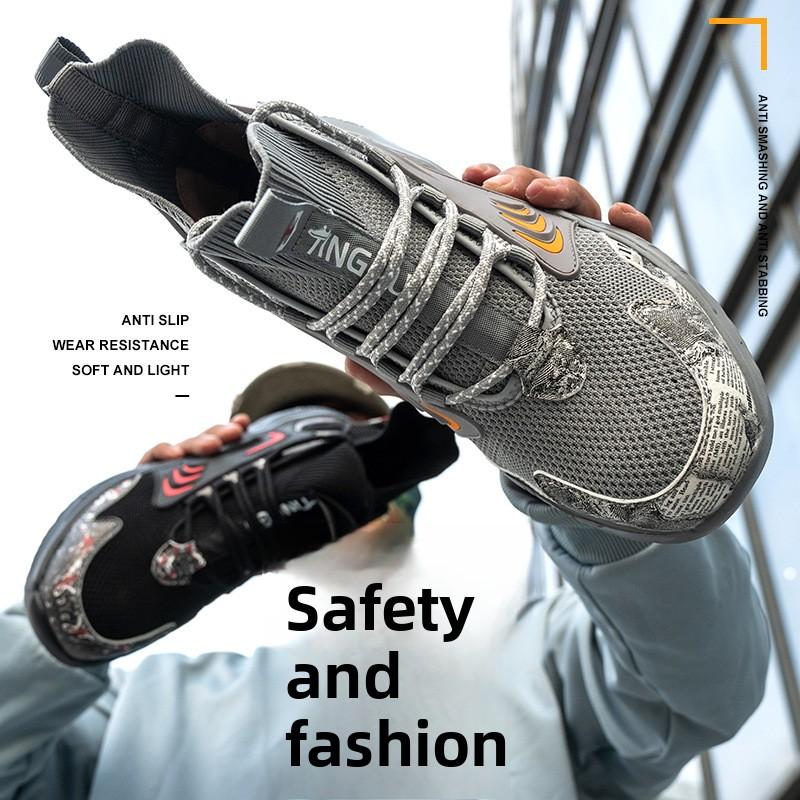 Men's Safety Shoes New Steel Toe Cap Men Footwears Puncture-Proof Anti-smash Work Shoes Men Women Working Shoes Breathable Soft