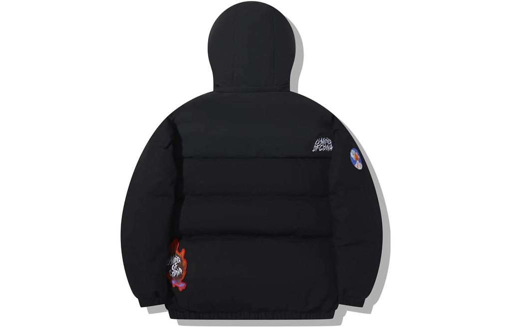 Li Ning Down Jackets Men's Black Hooded Moderate Down Jacket AYMT047-3