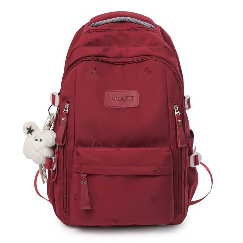 

Women s Bow Embroidered Backpack Large Capacity Student Schoolbag червоний