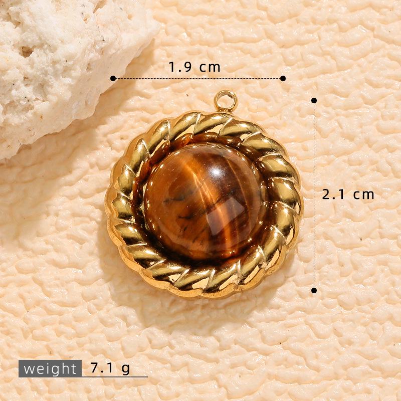 Stainless Steel Tiger Eye Oval Pendant & Earrings Set