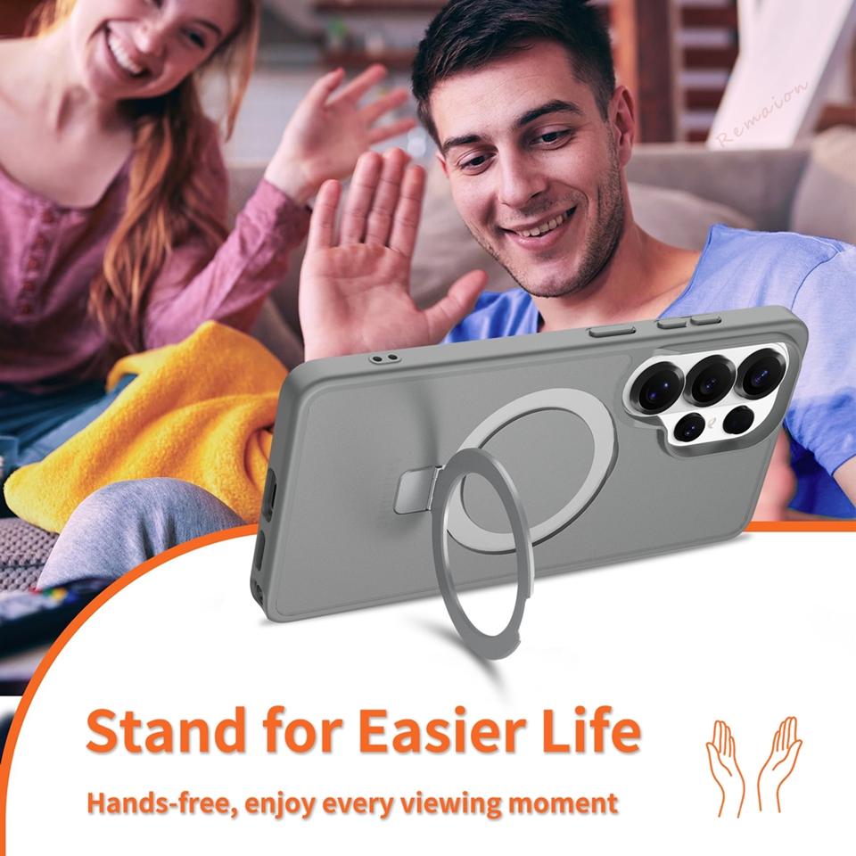 Matte Magnetic Phone Case for Samsung Galaxy S26 S23 S22 S24 S25 FE Ultra Edge Magsafe Metal Stand Charge Protector Cover