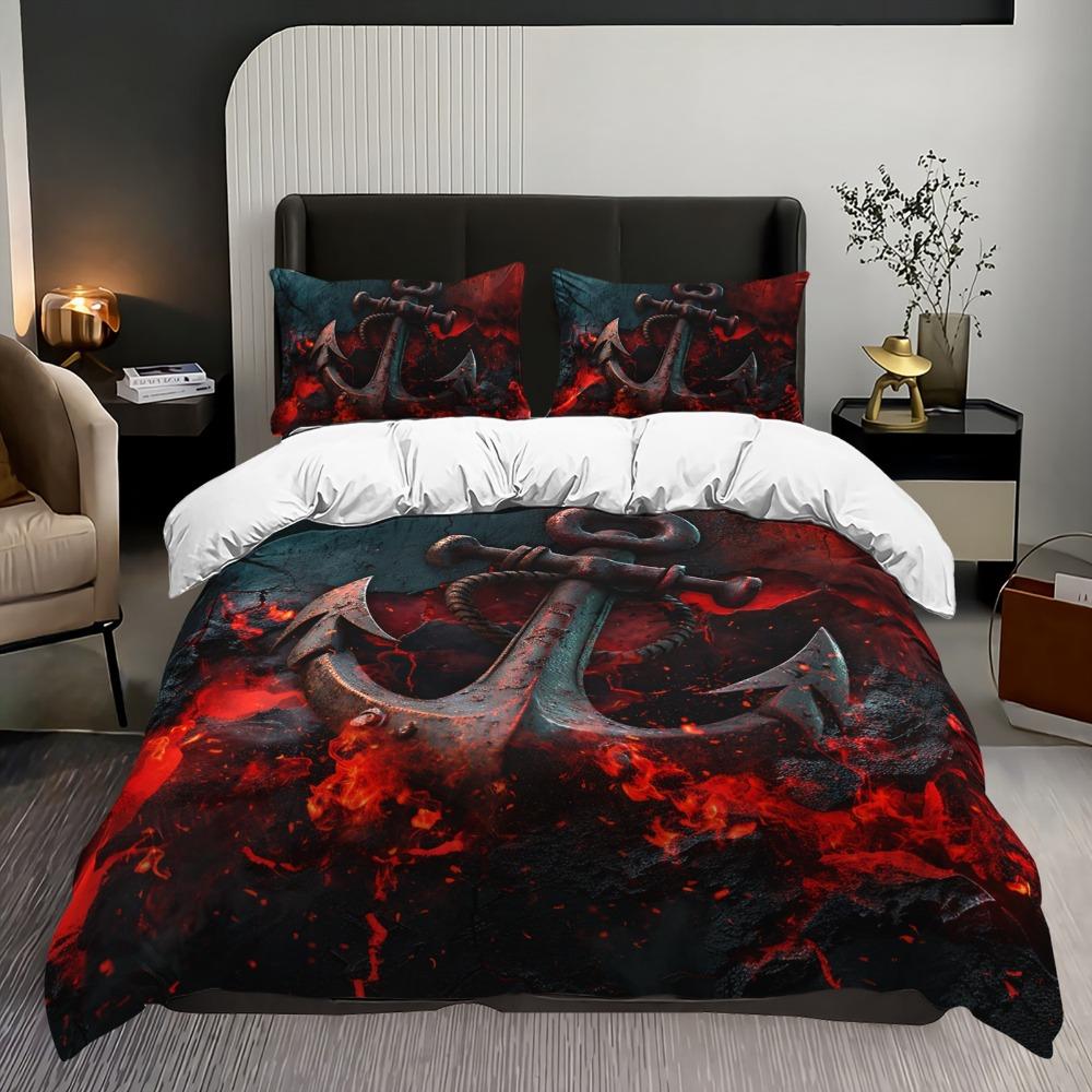 

Постельный комплект в морской тематике с принтом якоря, удобный комплект пододеяльника размера кинг, квин, твин, одинарный, подарок на день рождения, декор для спальни EU Single 135x200cm