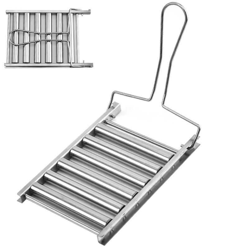

Hot Dog Roller Sausage Roller Rack Stainless Steel BBQ Hotdog Roller with Wooden Handle Camping Outdoor BBQ Tools