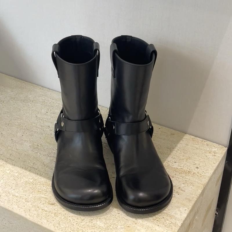 

Узкие кожаные черные ковбойские сапоги в стиле ретро, женские короткие ботинки Martin на платформе, женские сапоги 40 чёрный