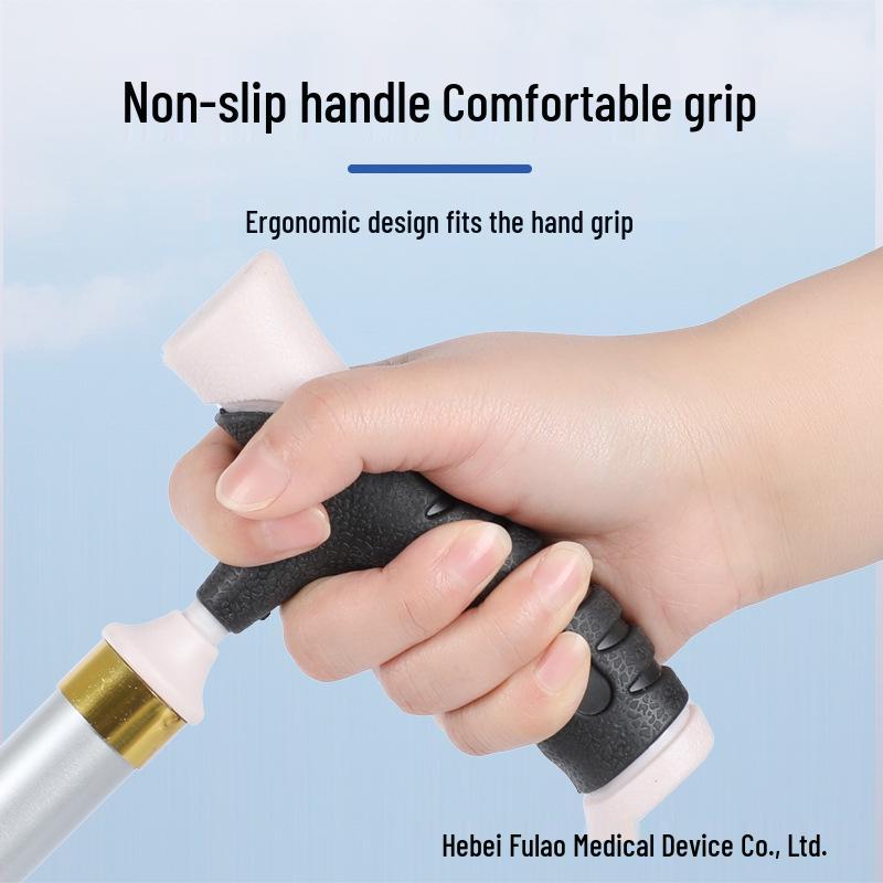Electroplated Foldable Quad Cane: Lightweight & Non-Slip Walking Stick for Seniors