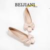 BEIJIANI Satin Mary Jane Flats mit eckiger Zehenpartie und Schleife mit klobigem Absatz für Damen - Frühjahrskollektion