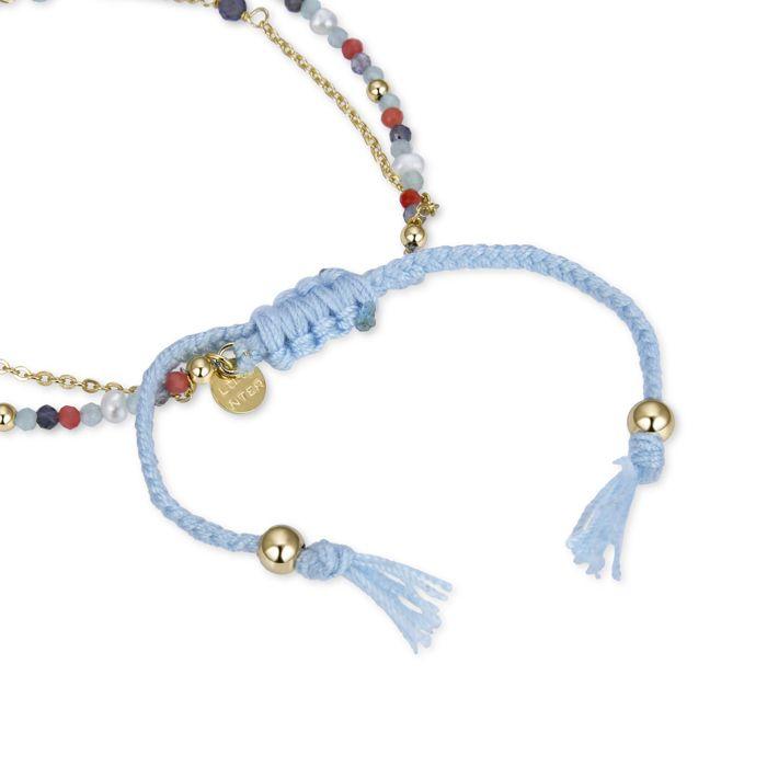 Bracelet - Asvorg - Argent 925 - Quartz Hydrothermal Vert Pastel - Finition or Jaune 18K - 0,78 Gr