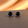 Crown Threaded Earrings Women'S Silver Temperament Simple Black Single Diamond Personalized Men'S Screw Bone Earrings