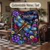Dragonfly Dreams Bloom 1 Theme Throw Blanket Custom Name Text Personalized Blanket Soft Cozy Blanket for Home Sofa Bed