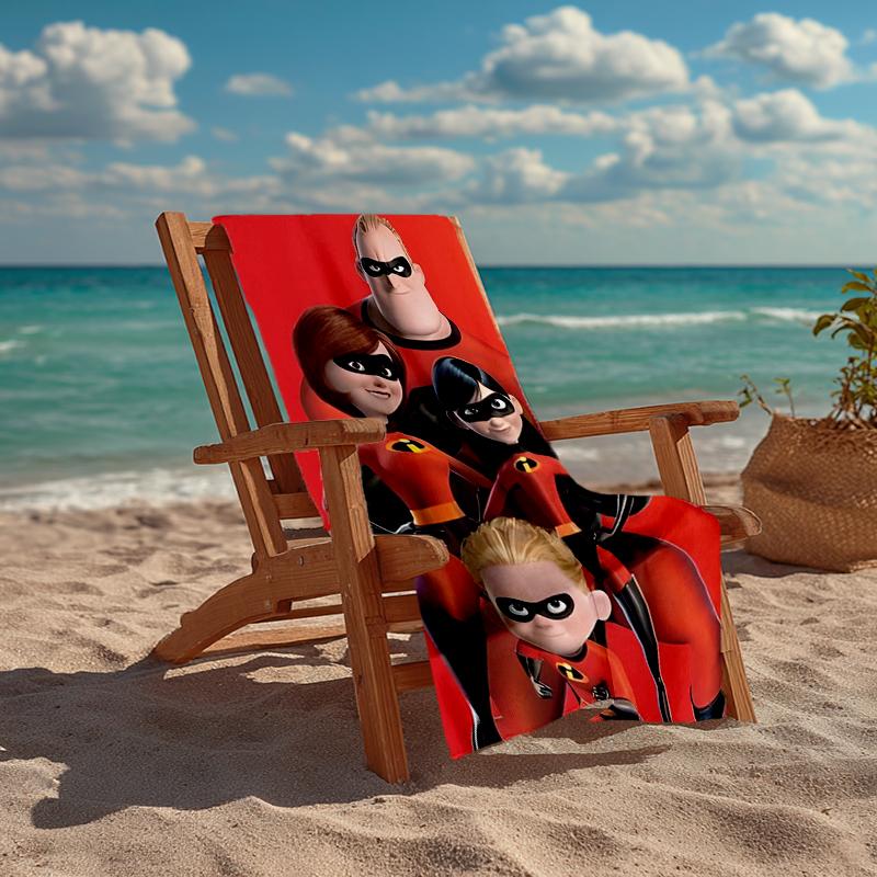 Ultra-Soft Beach Towel with The Incredibles Theme,Ideal for Pool - Camping, Diving - Perfect Travel Essential, Vibrant Beach Towel.