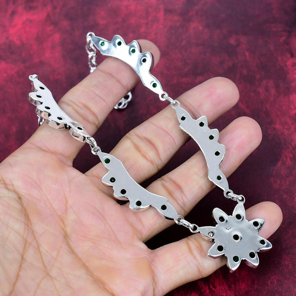 Chrome Diopside 925 Solid Sterling Silver Necklace, Handmade Gemstone Jewelry Necklace, For Memorial Day