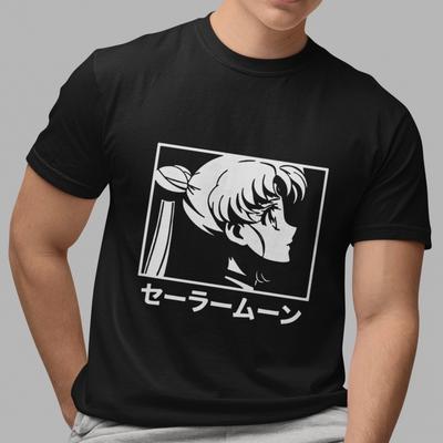 Sailor Moon Anime Grafik T-Shirt Japanischer Text Minimalistisches Schwarzes T-Shirt Unisex Oberteil