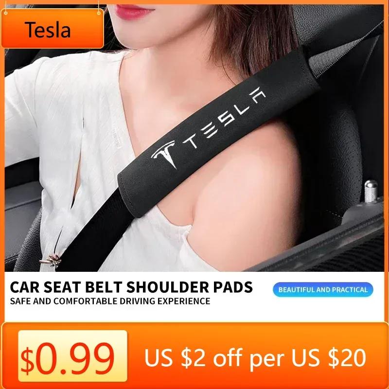 Car Sticker Tesla Car Seat Belt Shoulder Protective Cover For Tesla Model 3 Y Car Interior Safety Belt Decorate Pad Tesla Model