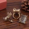 Luxury Designer Transparent Crystal Earrings Stud Ring Square Winding Gold Color Vintage Jewelry High Quality Accessories