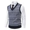 Men's Winter Fleece-Lined Plaid Vest, Pullover, Loose-Fitting Men's Sleeveless Sweater Vest