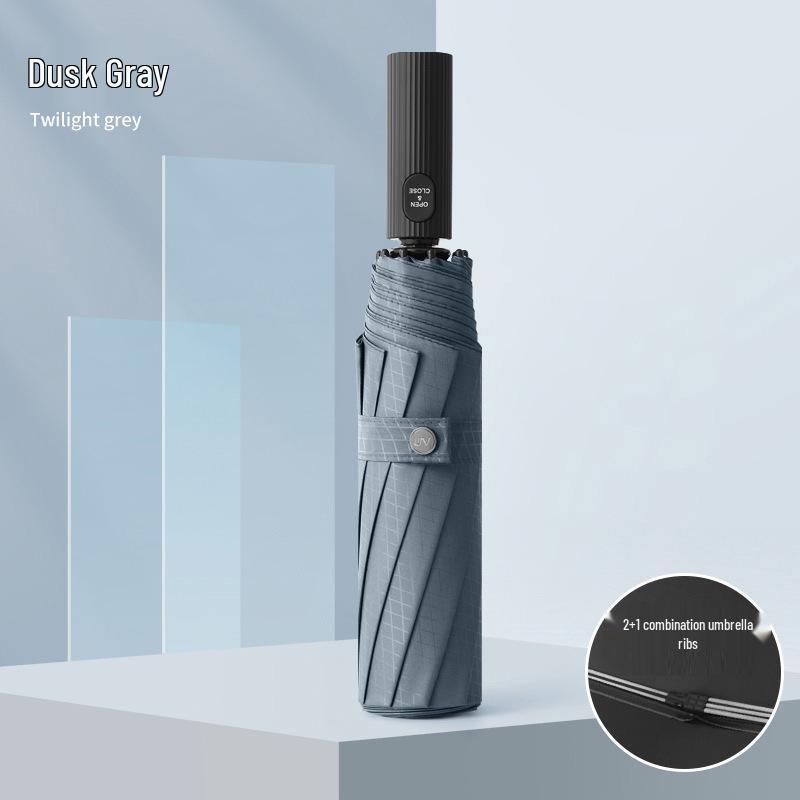 60-Rib Automatic Women's Umbrella with Black UV Protection for Sun & Rain, Customizable and Portable.