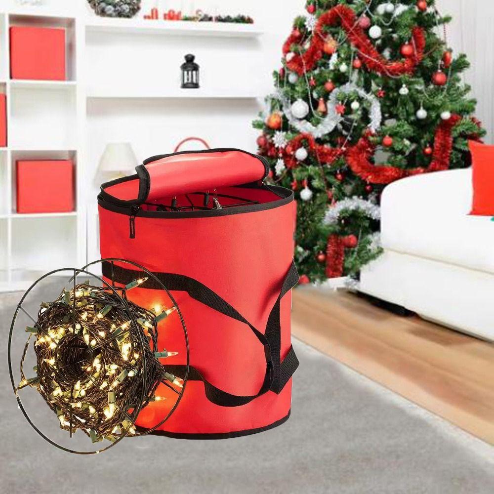 Round Christmas Storage Bag Red Christmas Light Bag Christmas String Lights Storage Bag  Tree Light