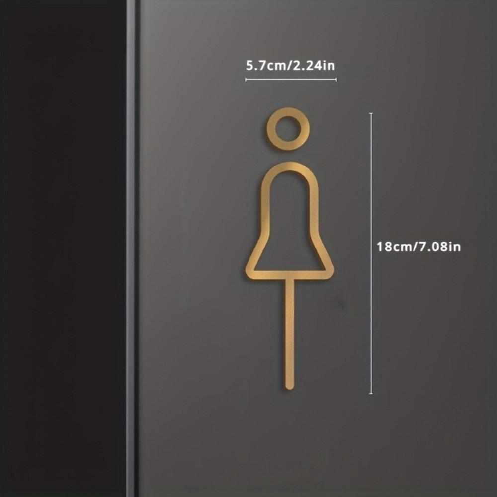 Wash Room Door Toilet Sign Black Gold Color Wc Holder Signage Board Fashion Wall Label Sticker