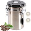 SUEIANNMN1.8L Coffee Canister Airtight, 26oz Coffee Storage Container Stainless Steel Air Tight Coffee Jar with Scoop, Date Tracker, 2 Extra CO2