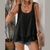 Women's Summer Tops Sleeveless Tank Tops Casual Flowy Loose Tunics Shirt Double Layers Ruffle Blouses Tunics gIFTS