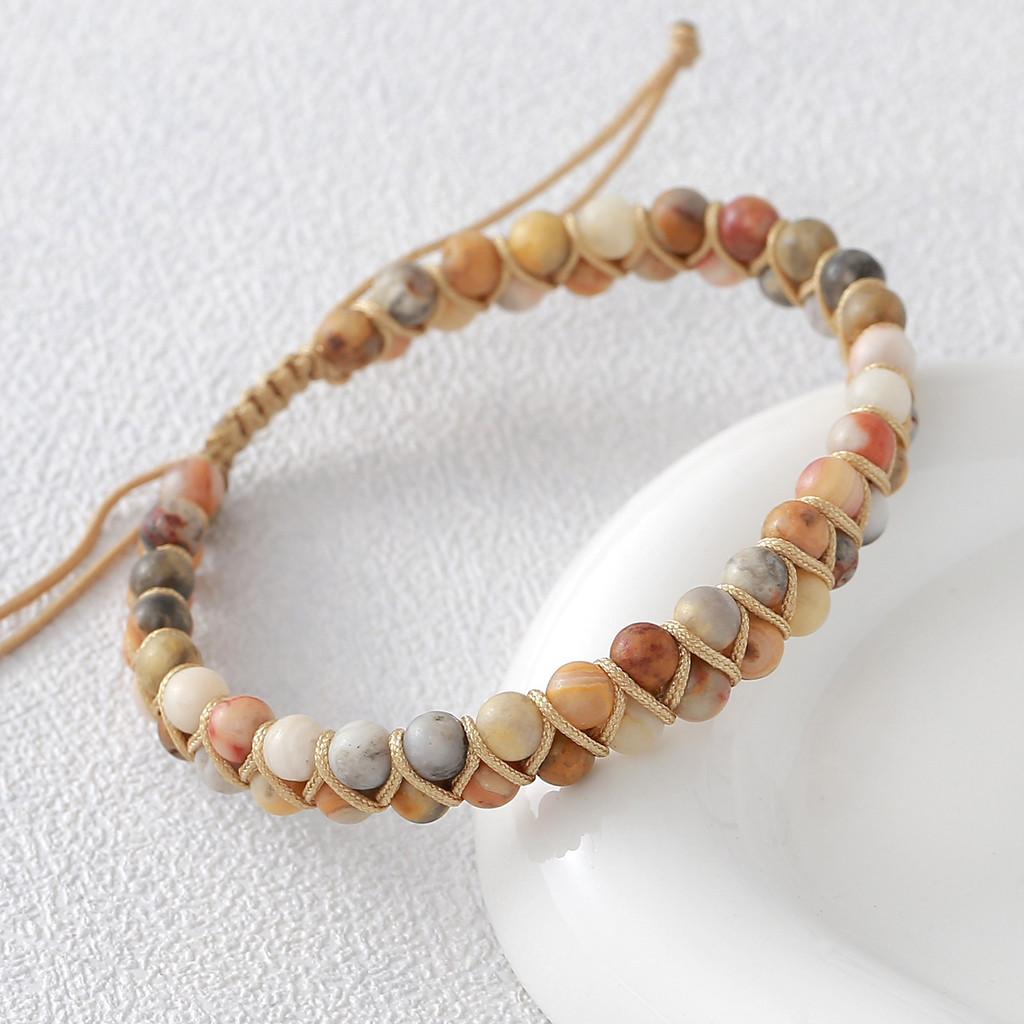 Natural Agate Beaded Hand Chain With Geometric Design For Yoga And Gift Giving