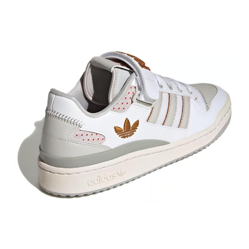 Adidas Forum Low White Grey Embroidered Unisex Sneakers Cloud-White Grey-One Mesa IE0477