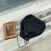 Simple Casual Silk Cloth Black Chain Bucket Bag Korean Style Drawstring Tie Port Da Capacity Commuting Backpack for Women