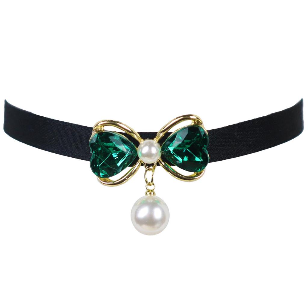 Kristall Schleife Perlen Anhänger Choker Halskette für Cocktailpartys