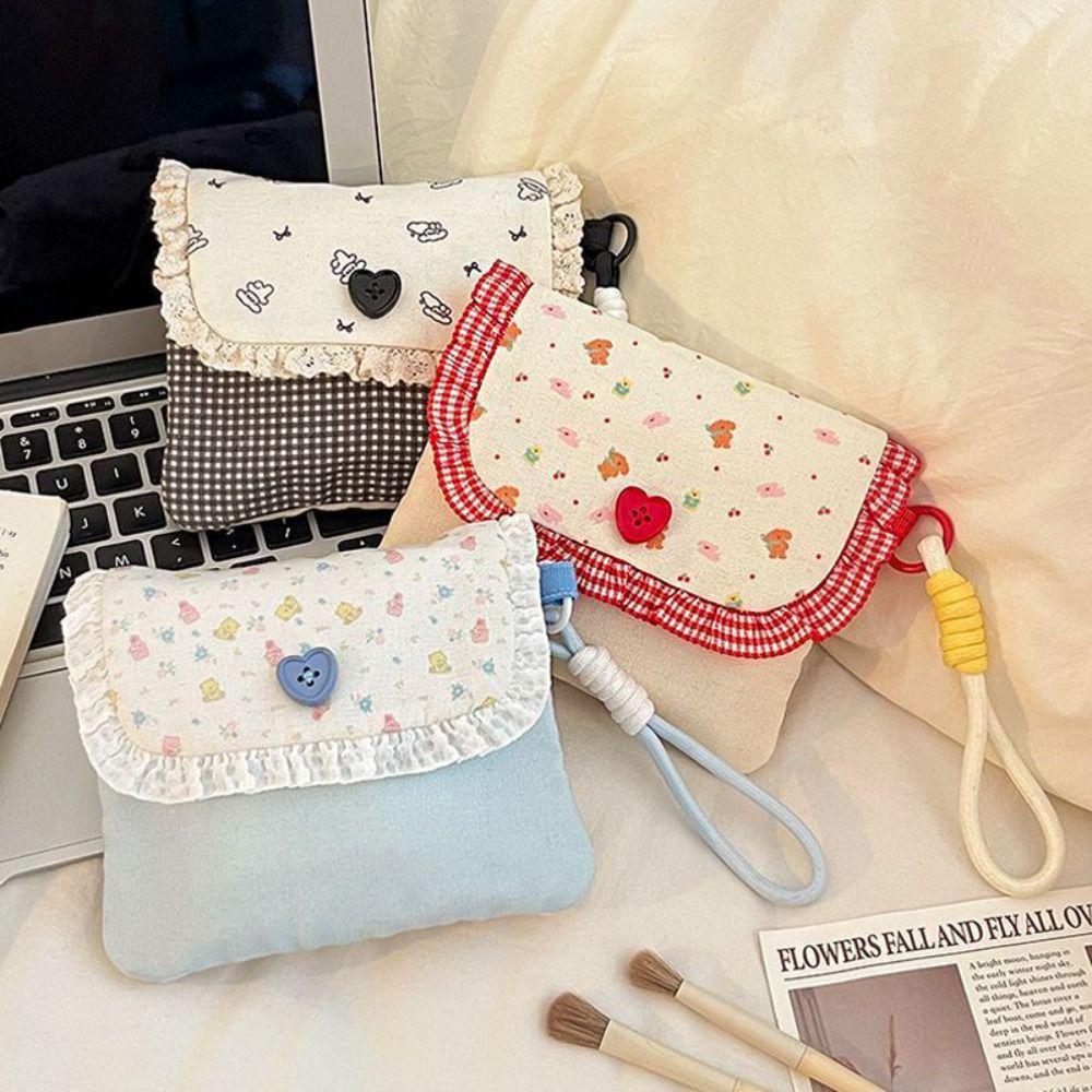 Printed Sanitary Napkin Storage Bag Purse Mini Cosmetic Bag Cute Floral Makeup Bag Student