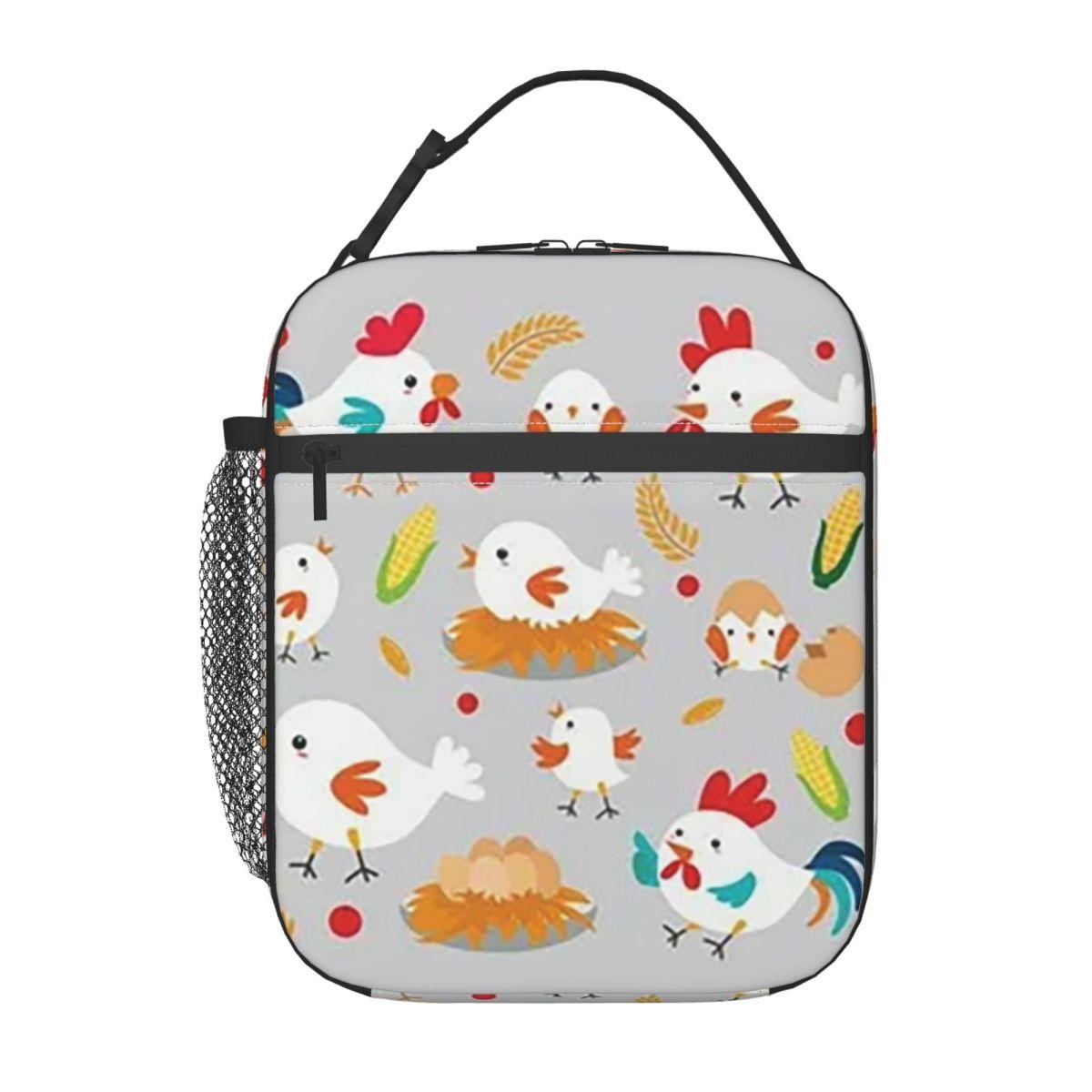Sac à déjeuner isotherme famille de poulets mignonne pour enfants Sac isotherme scolaire Boîte à lunch thermique Sac fourre-tout Contenants de boîtes à lunch portables One Size