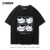 Chiikawa Cute Four-cell Pattern T-shirt Summer High Quality 100% Cotton T-shirt Casual Comfortable Loose Men's T-shirt