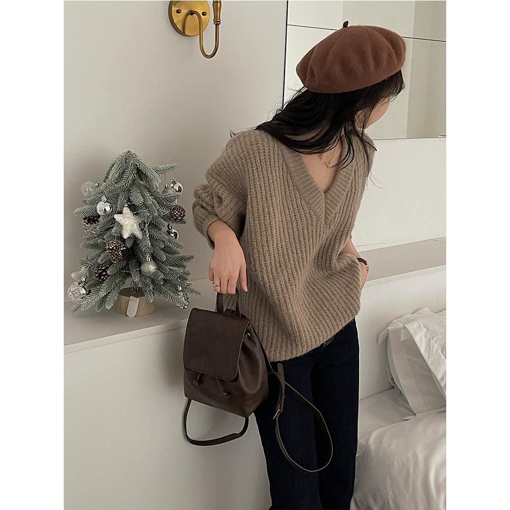 Urban Minimalist Vintage Hobo Backpack for Women - Soft PU Leather with Stitched Detailing Zip Inner Pockets & Flap Closure Trendy Casual Daypack