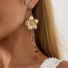 Romantic Five-petal Flower Long Tassel Y-shaped Necklace for Women Bohemia Gold Color Flower Necklace Elegant Party Jewelry