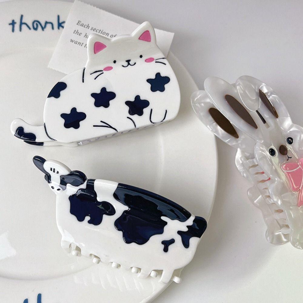 Cat Panda Hair Claw Cow Acetic Acid Hair Claw Creative Animal Claw Clip Girls