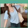 Baumwollmischung T-Shirt Für Damen Mit Farblich Abgesetzter Paspelierung Lässige Sommerkleidung