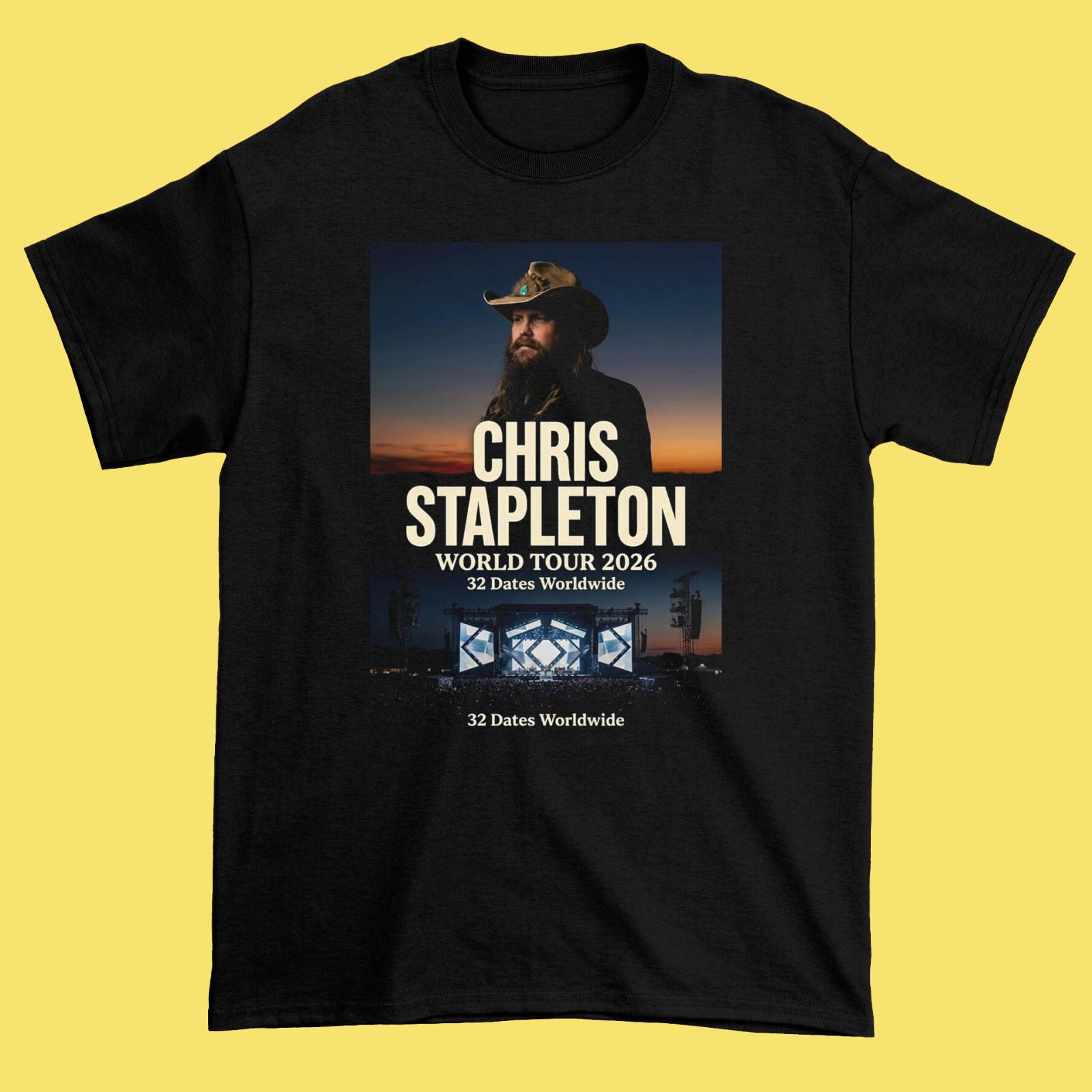 Chris Stapleton World Tour 2026 Black Cotton Shirt All size BS810 XXXXL