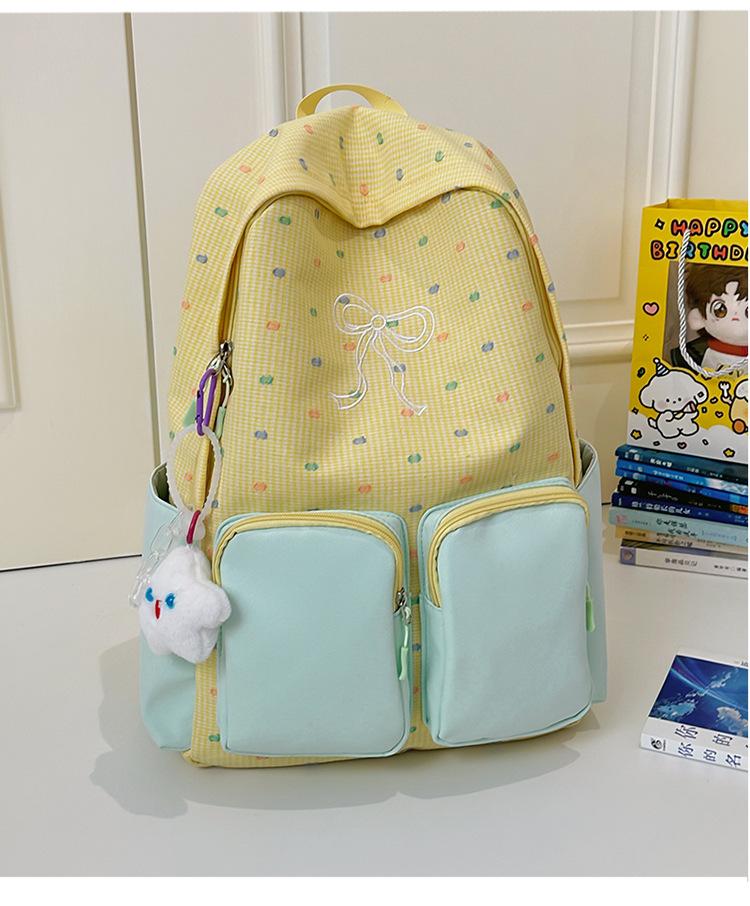 School Bag Summer New School Bag Women's Japanese Ins Small Fresh Cute Girl Heart Bow College Wind Travel Backpack