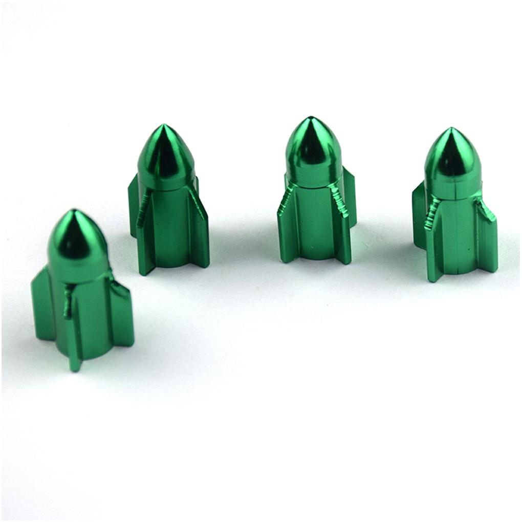 

4 Pieces Tire Valve Stem Caps Covering Accessories Modified Components Replace Accessory Solid Color Wheel Air Cover зелений