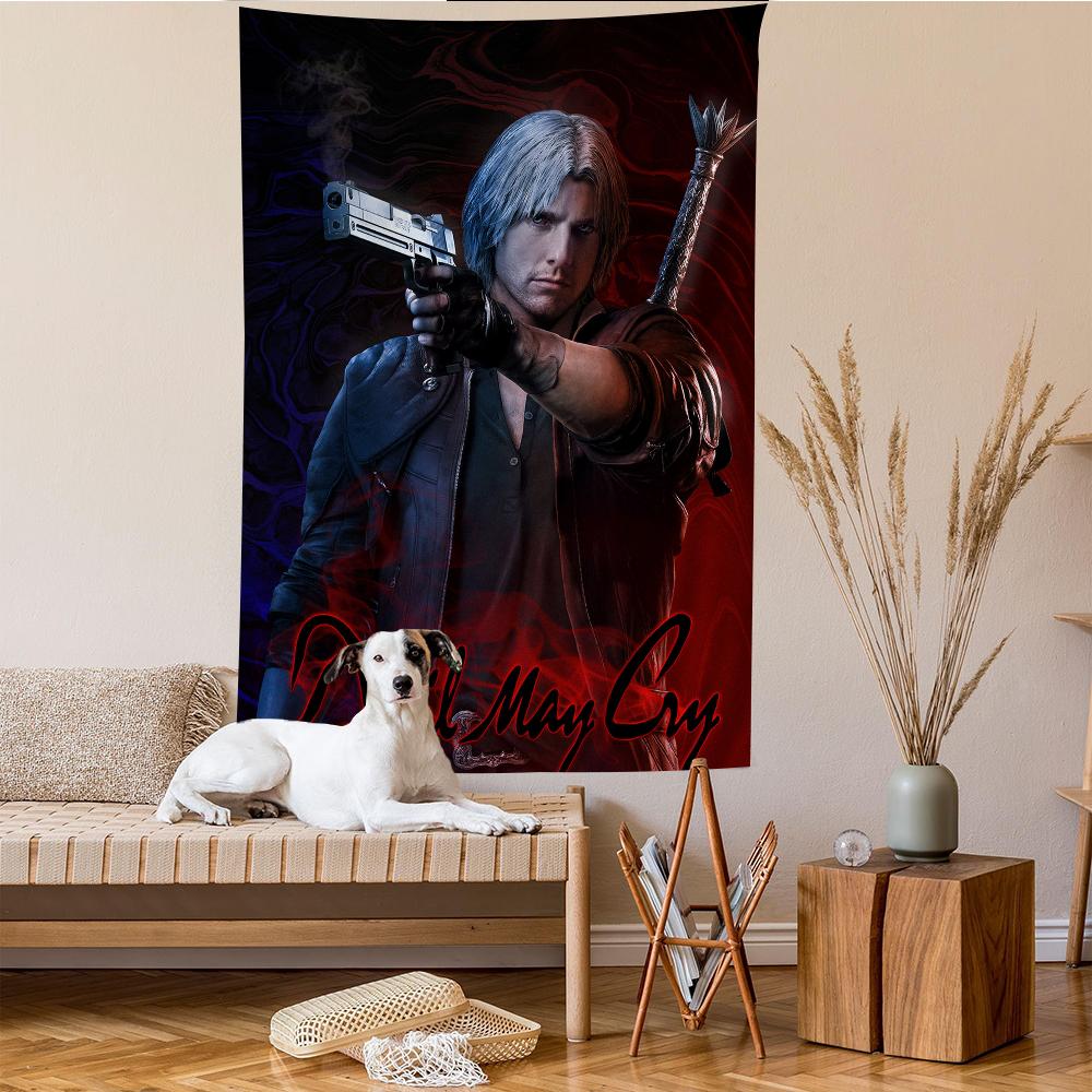 Game Devil May Cry Anime Tapestry Hippie Flower Wall Carpets Dorm Decor Cheap Hippie Wall Hanging