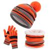 Barnas Hatt Skjerf Hansker Tredelt Sett Høst og Vinter Gutter og Jenter Fargekombinasjon Pluss Fløyel Varmt Skjerf Strikket Lue