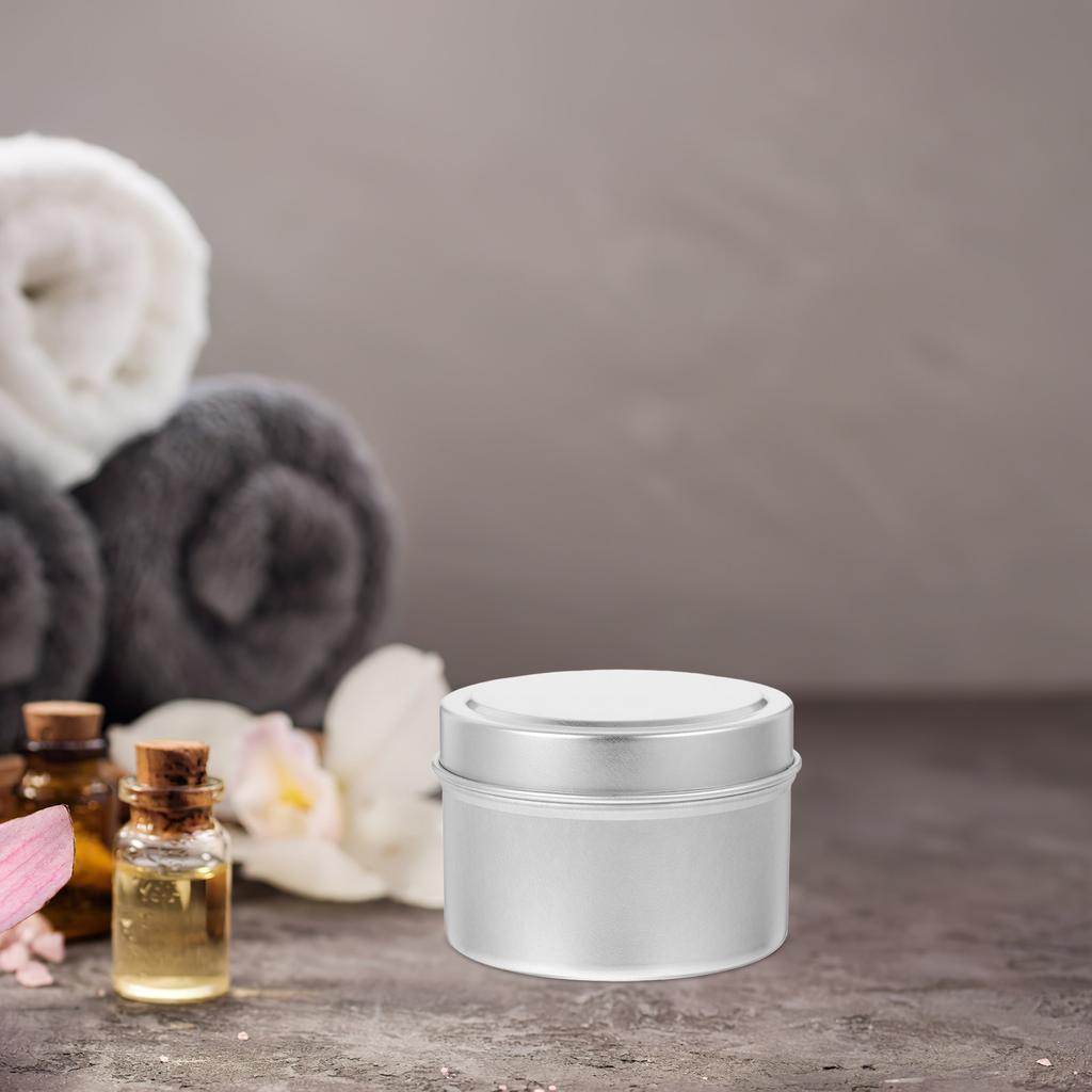 4Pcs Small Round Metal Jars DIY Empty Tin Containers for Aromatherapy Candles Crafting Home Decor Storage Votive Tea