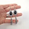 Victorian Black Agate Tassel Earrings in Vintage Baroque Style Jewelry