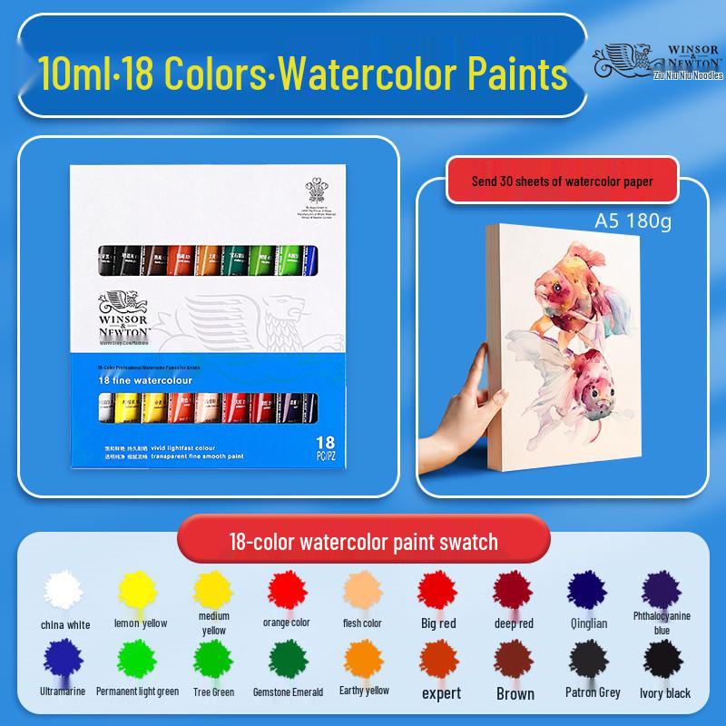 Winsor & Newton 24-kleuren aquarelverfset, 10 ml - Ideaal voor kinderen & studenten