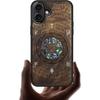 Carveit Magnetic Case for iPhone 16 Plus Case, Wood Artisan Engraved & Handmade Shell Inlaid, TPU Shockproof Cover, Compatible with MagSafe Wireless